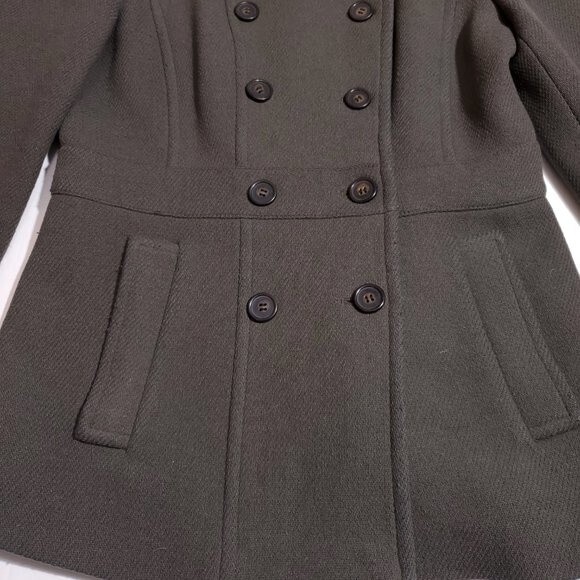 J. Crew Stadium Cloth Nello Gori Olive Green Double Breasted Pea Coat Size 4 - Picture 3 of 14